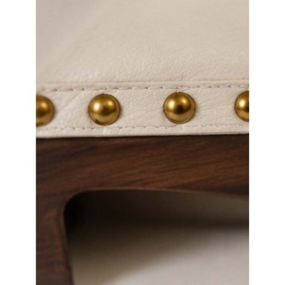 Larroudé Zuzi Ivory Leather Retro Horsebit Clog Mules Studded Wood Heel 6 NWOT - Picture 8 of 11